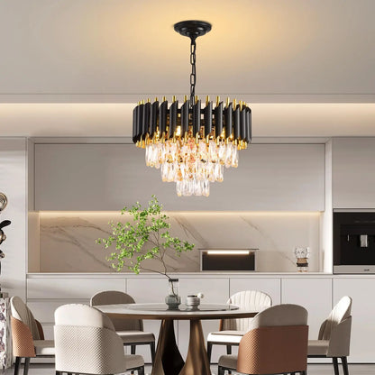 Black Gold Crystal Chandelier – 3 Tier Ceiling Light