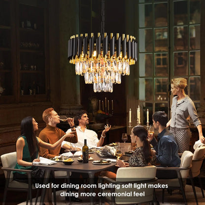 Black Gold Crystal Chandelier – 3 Tier Ceiling Light