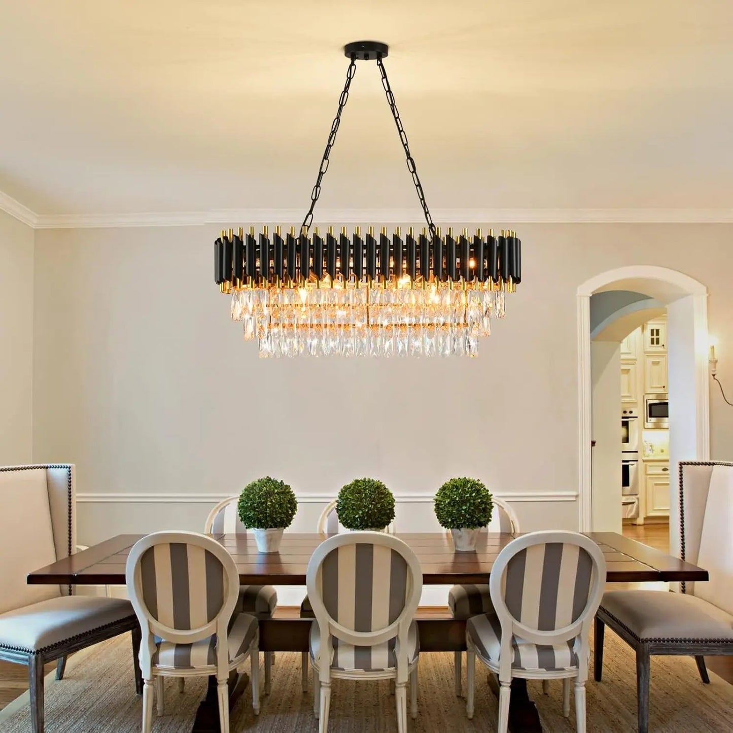 Black & Gold 3-Tier Crystal Chandelier