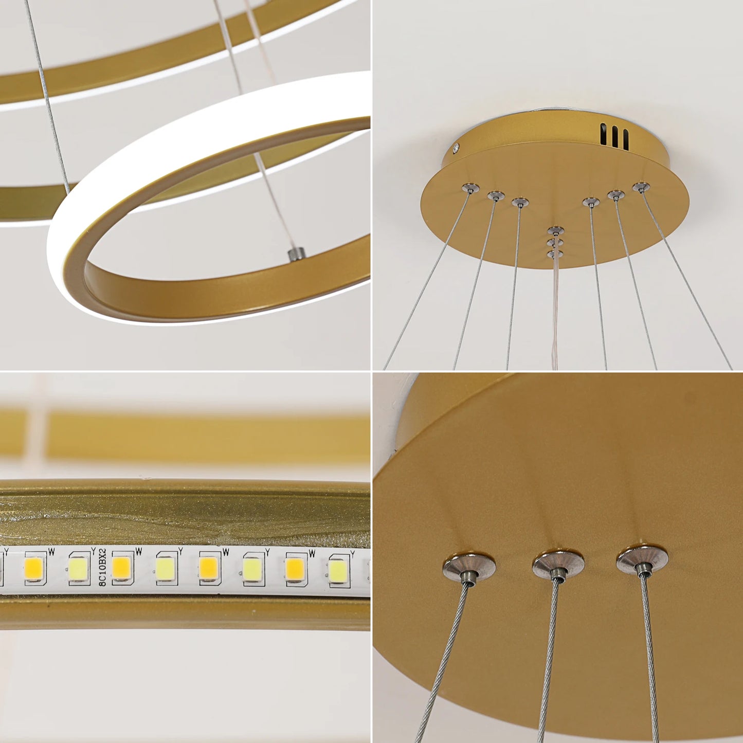 Modern LED Ring Chandelier 3 Ring Dimmable Circular Dining Ceiling Pendant Light for Dinning Room Living Room