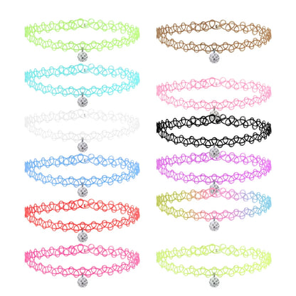 12-Piece Vintage Stretch Tattoo Choker Set