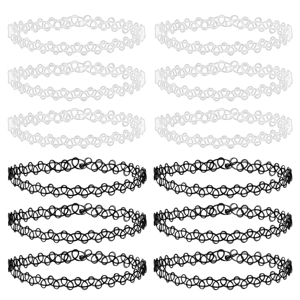 12-Piece Vintage Stretch Tattoo Choker Set