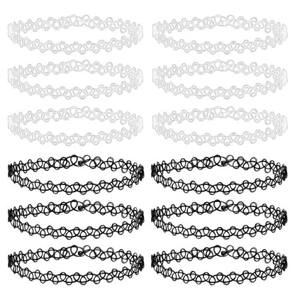 12-Piece Vintage Stretch Tattoo Choker Set