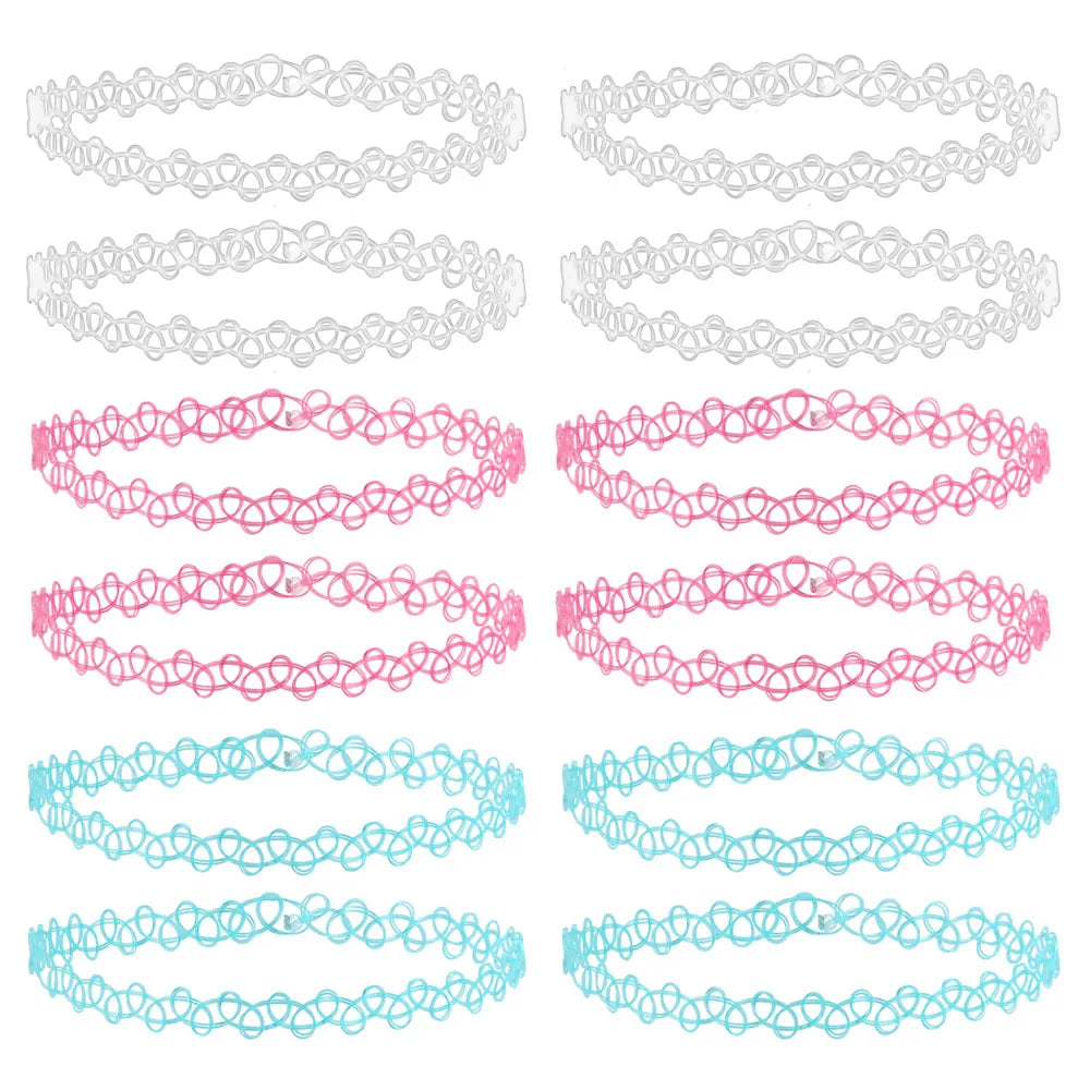 12-Piece Vintage Stretch Tattoo Choker Set