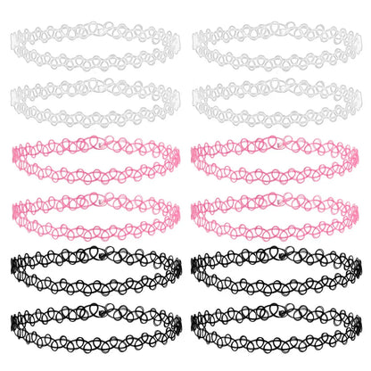12-Piece Vintage Stretch Tattoo Choker Set