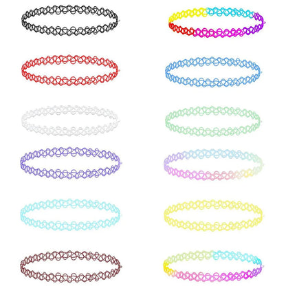 12-Piece Vintage Stretch Tattoo Choker Set