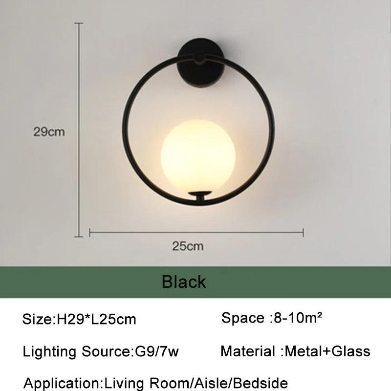Nordic Glass Ball LED Wall Light for Living Room Interior Bedroom LED Wall Lighting Fixture with 7w G9 Bulb Wall Sconce for Home