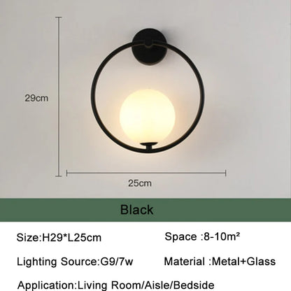 Nordic Glass Ball LED Wall Light for Living Room Interior Bedroom LED Wall Lighting Fixture with 7w G9 Bulb Wall Sconce for Home