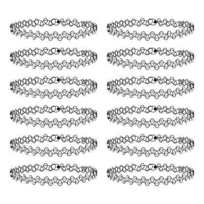 12-Piece Vintage Stretch Tattoo Choker Set