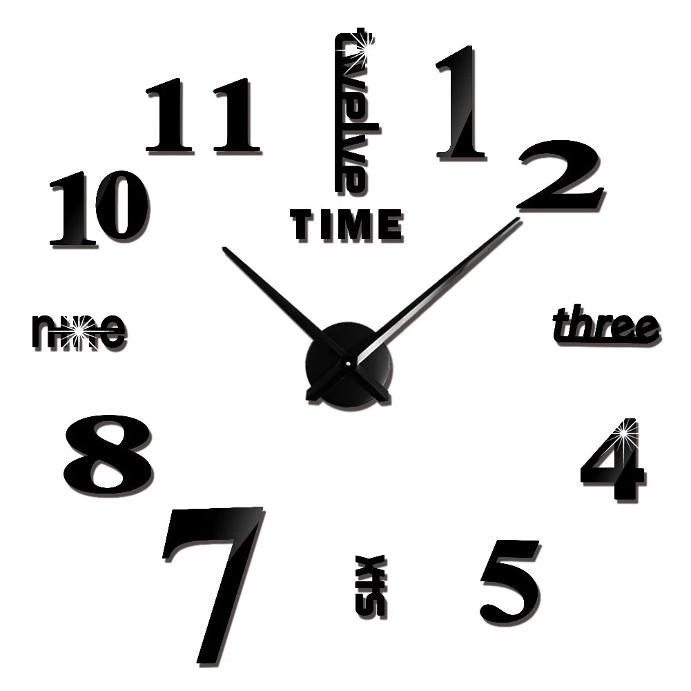 3D DIY Acrylic Mirror Wall Clock