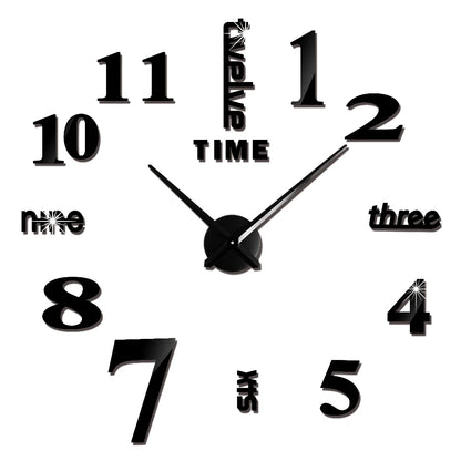 3D DIY Acrylic Mirror Wall Clock