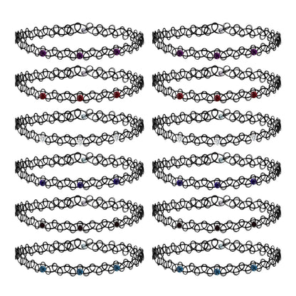 12-Piece Vintage Stretch Tattoo Choker Set