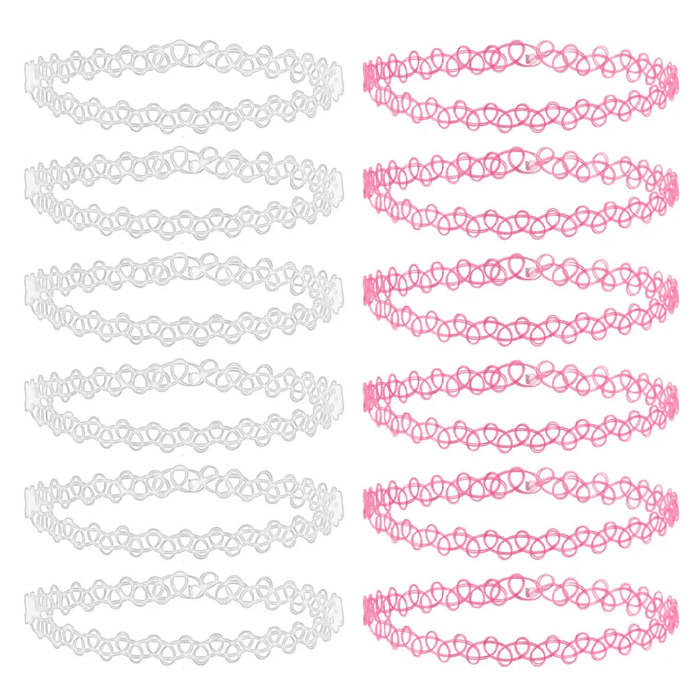 12-Piece Vintage Stretch Tattoo Choker Set