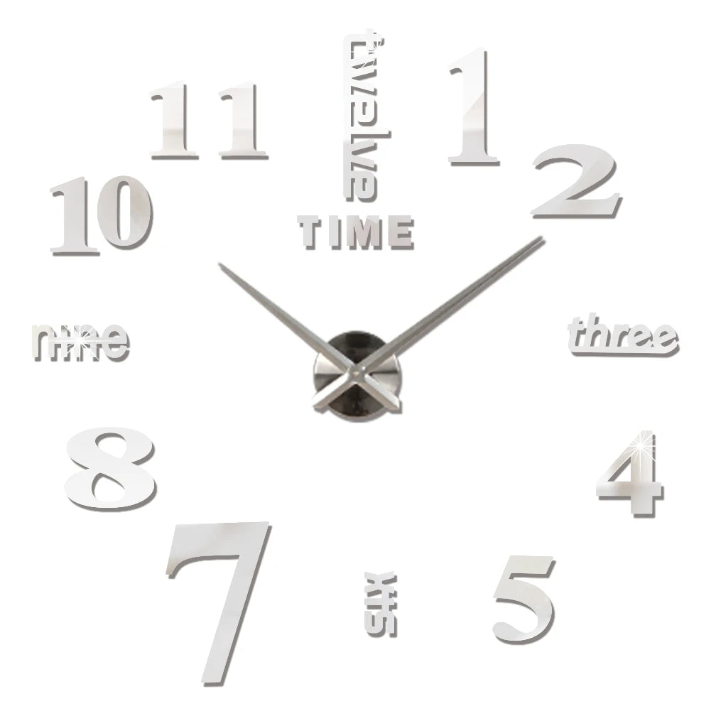 3D DIY Acrylic Mirror Wall Clock