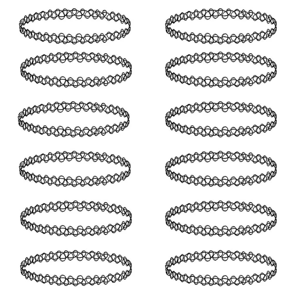 12-Piece Vintage Stretch Tattoo Choker Set