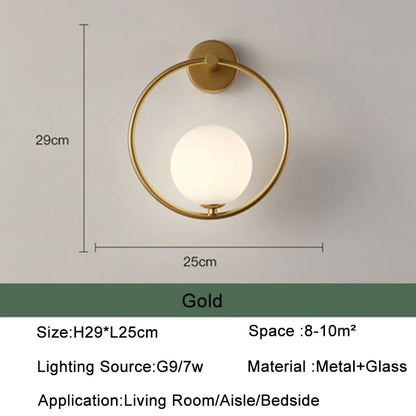 Nordic Glass Ball LED Wall Light for Living Room Interior Bedroom LED Wall Lighting Fixture with 7w G9 Bulb Wall Sconce for Home