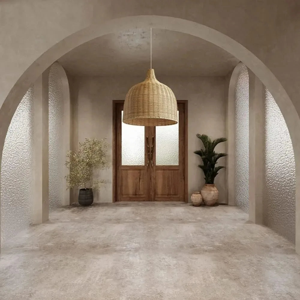 Boho Bamboo Rattan Pendant Chandelier – Handwoven E27 Ceiling Lamp for Bedroom & Kitchen Island