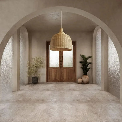 Boho Bamboo Rattan Pendant Chandelier – Handwoven E27 Ceiling Lamp for Bedroom & Kitchen Island