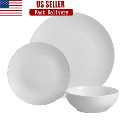 12PCS White Stoneware Dinnerware Set
