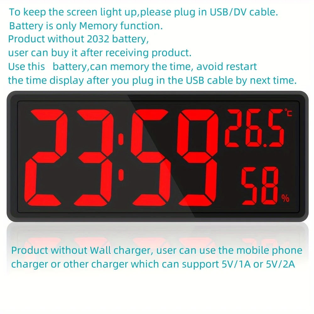 Super Large LED Digital Wall Clock