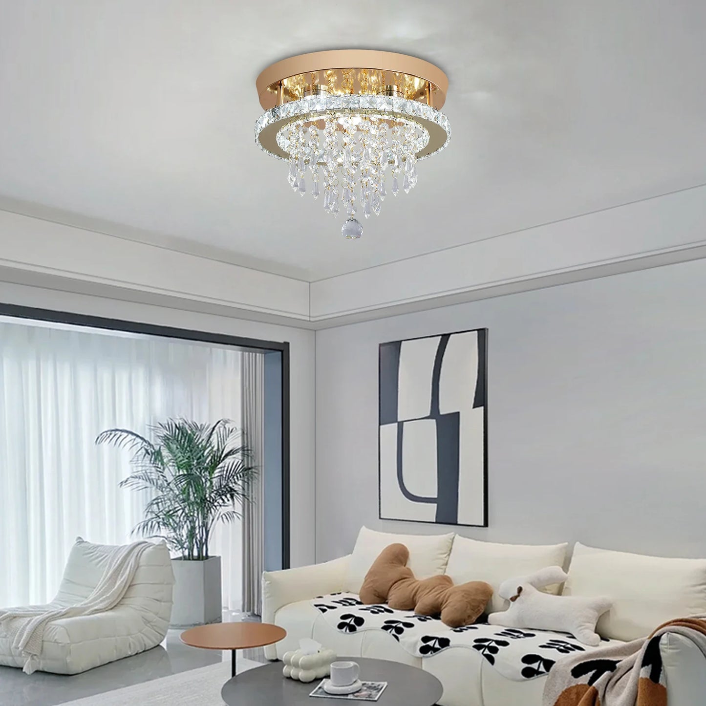Black Crystal Branch Ceiling Light