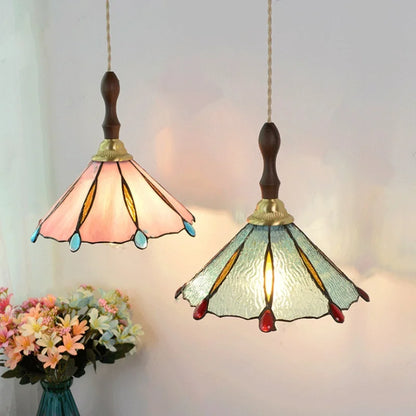 Walnut Wood LED Pendant Light with Glass Shade