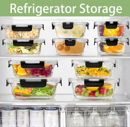 12PCS Glass Meal Prep Containers Set