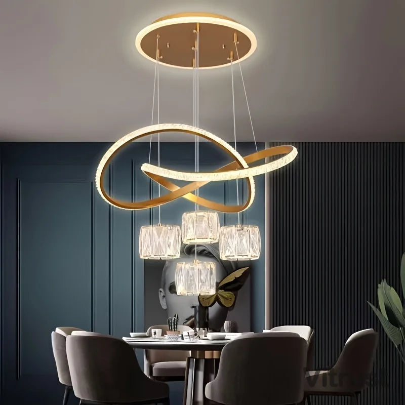 Crystal Pendant Lamp Oil-Rubbed Metal Finish