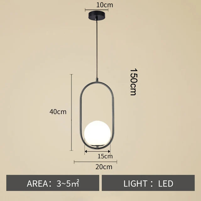 Nordic Glass Ball Pendant Light – Brass Black Hanging Lamp