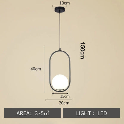 Nordic Glass Ball Pendant Light – Brass Black Hanging Lamp