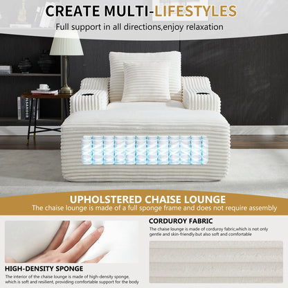 67" Corduroy Indoor Chaise Lounge Chair