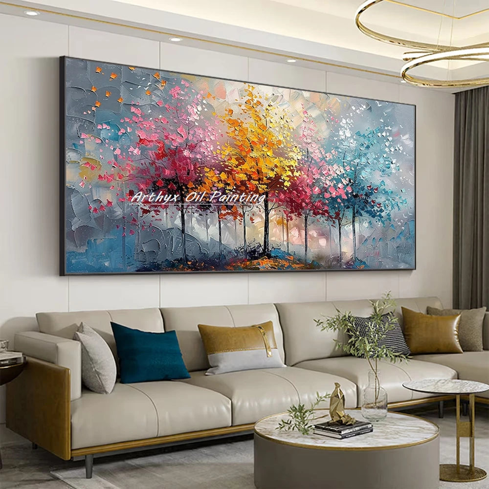 Large Abstract Tree Oil Painting on Canvas