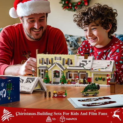 Christmas Holiday House Building Set Clark's Car,Gifts for Boys, Girls(1484pcs)