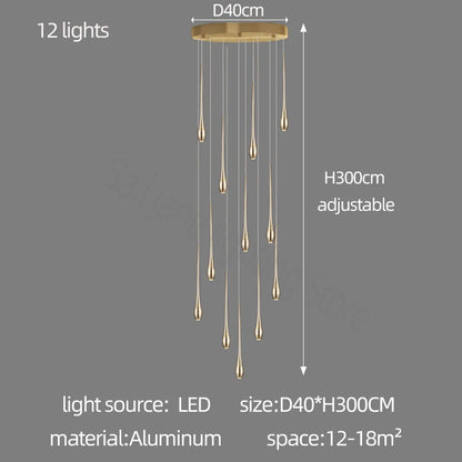 Nordic LED Staircase Pendant Chandelier
