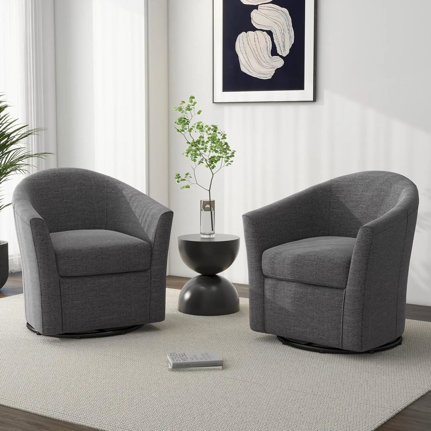 Modern Swivel Barrel Accent Chair Set of 2