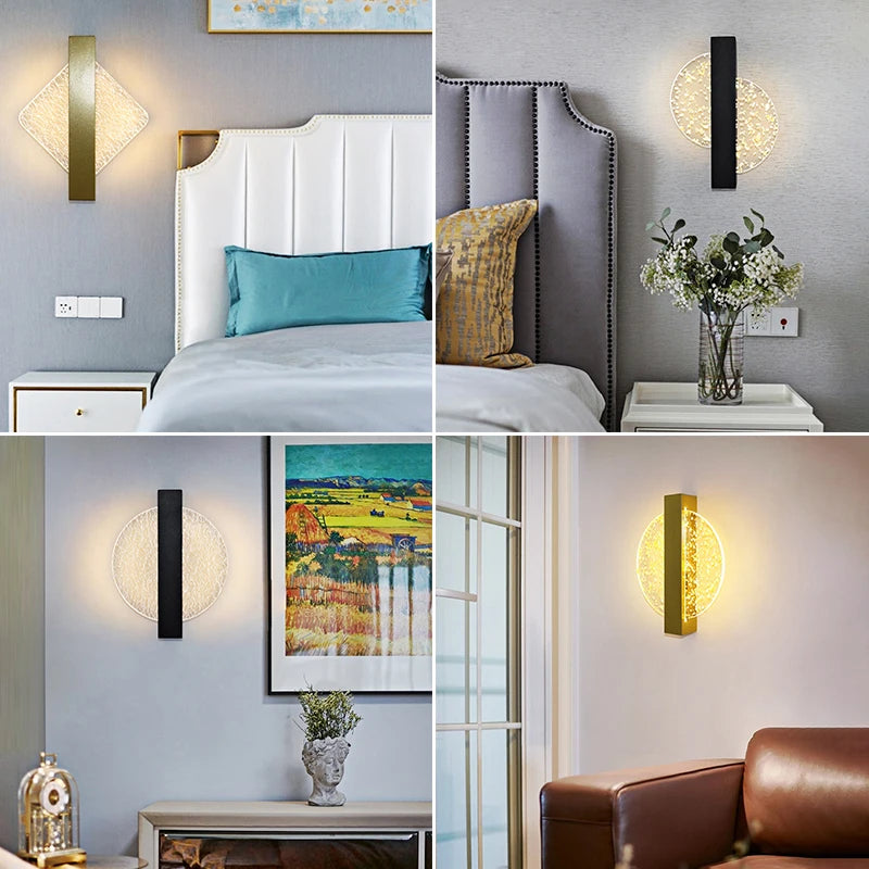 Luxury Acrylic Gold Foil LED Wall Sconce – 10W