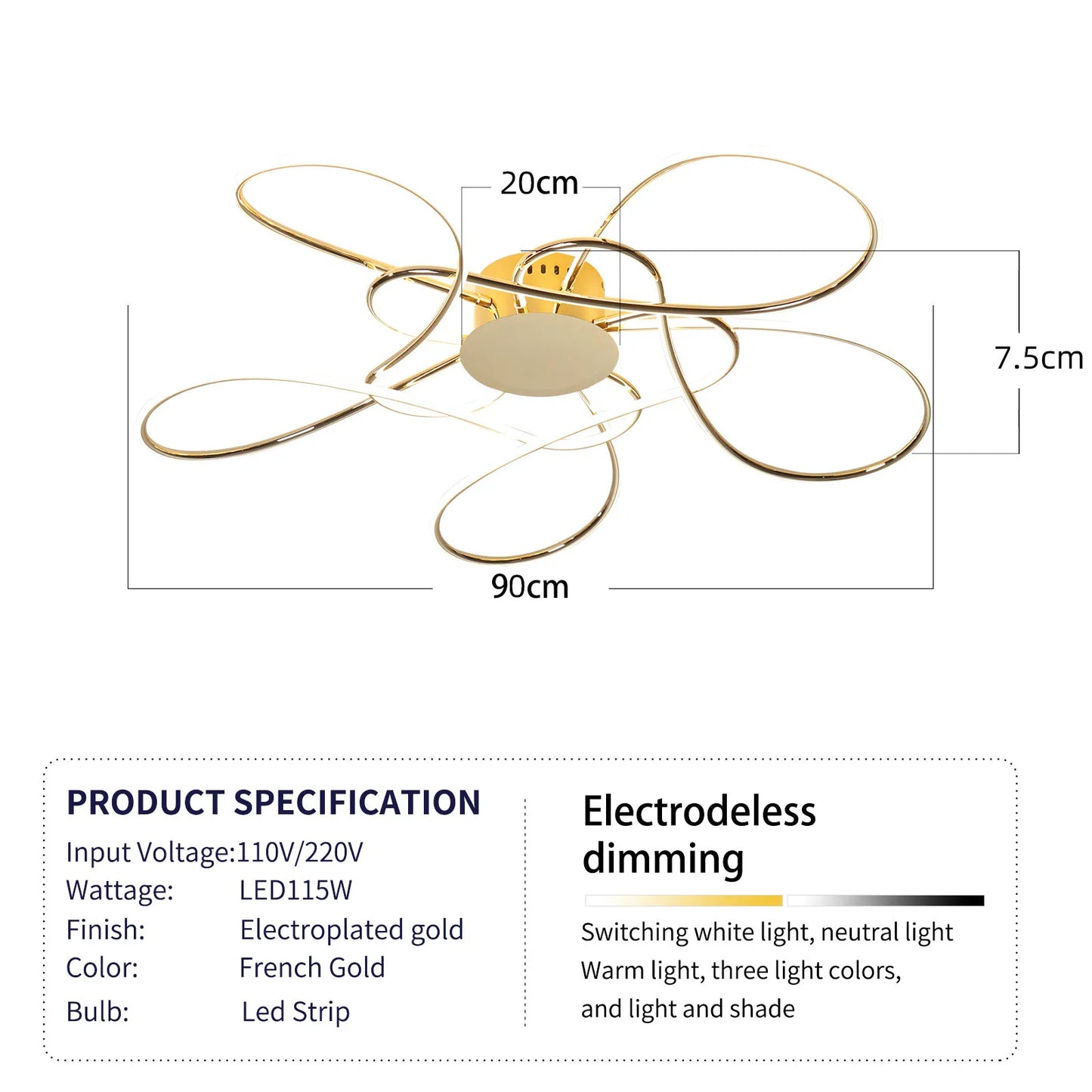 Modern LED Chandelier – Chrome/Gold Ceiling Light