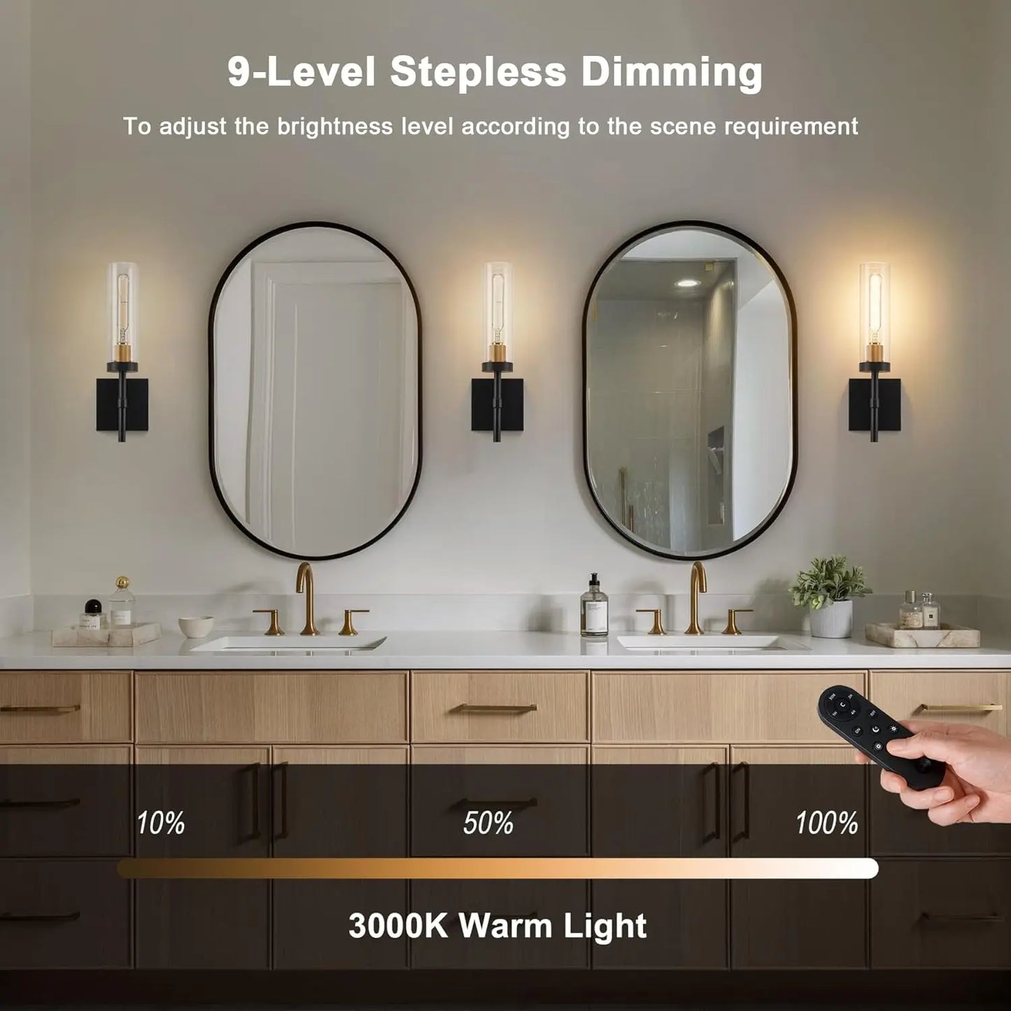 Set of 2, Battery Operated Dimmable Lights with Remote,