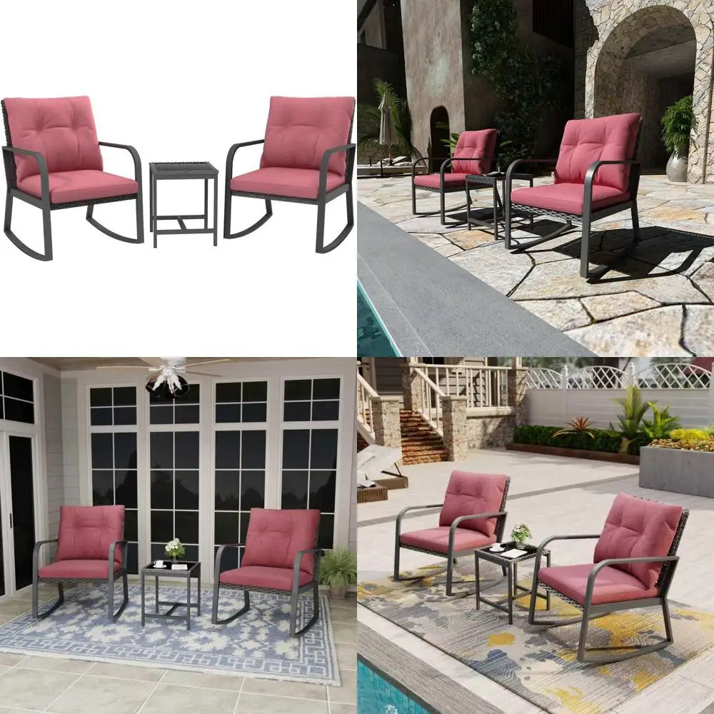 3-Piece Rattan Rocking Patio Set