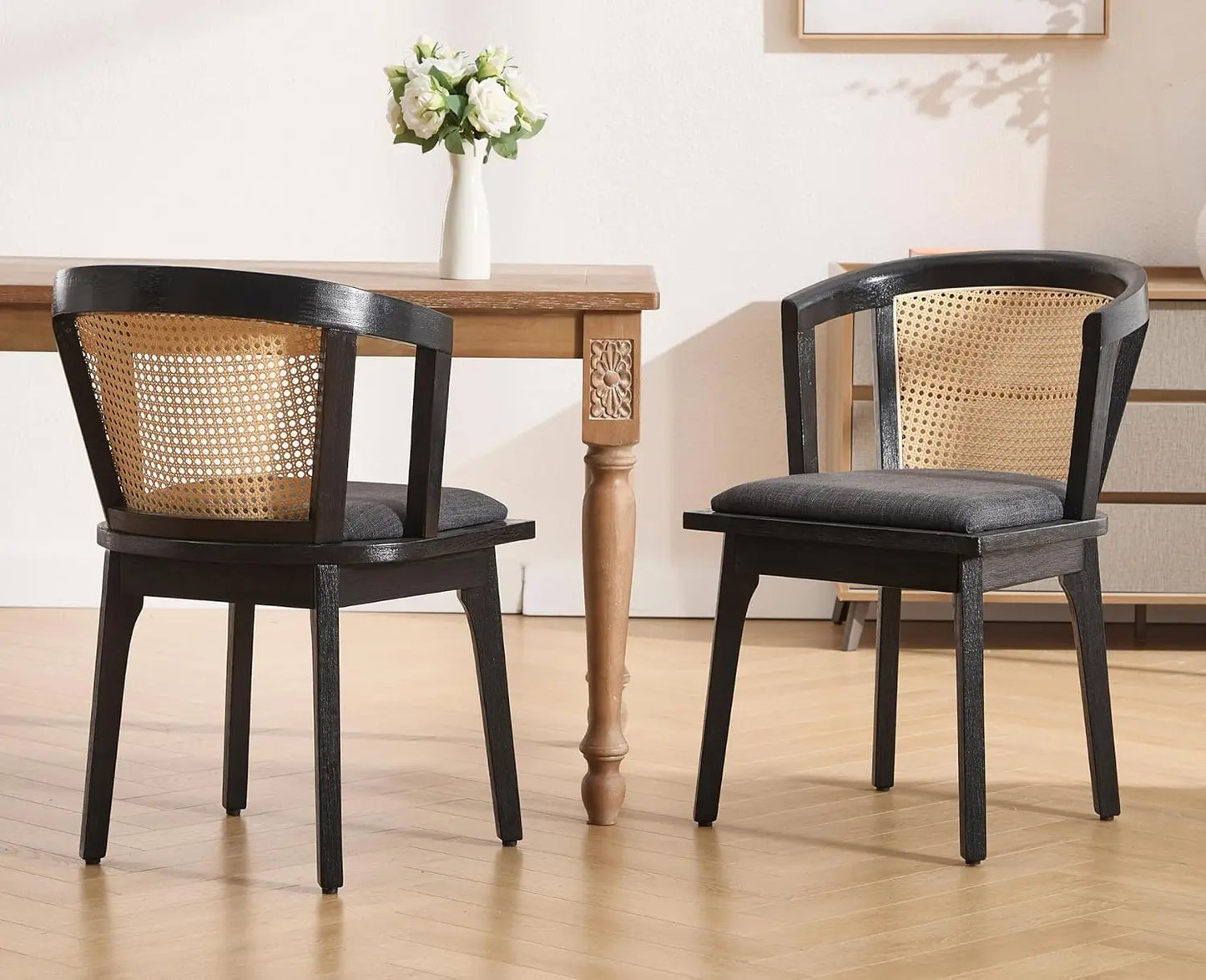 Rattan Mid-Century Dining Chairs (Set of 2)
