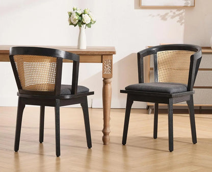 Rattan Mid-Century Dining Chairs (Set of 2)