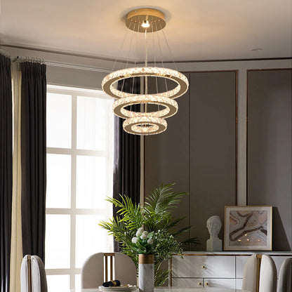 French Crystal LED Pendant Ceiling Light