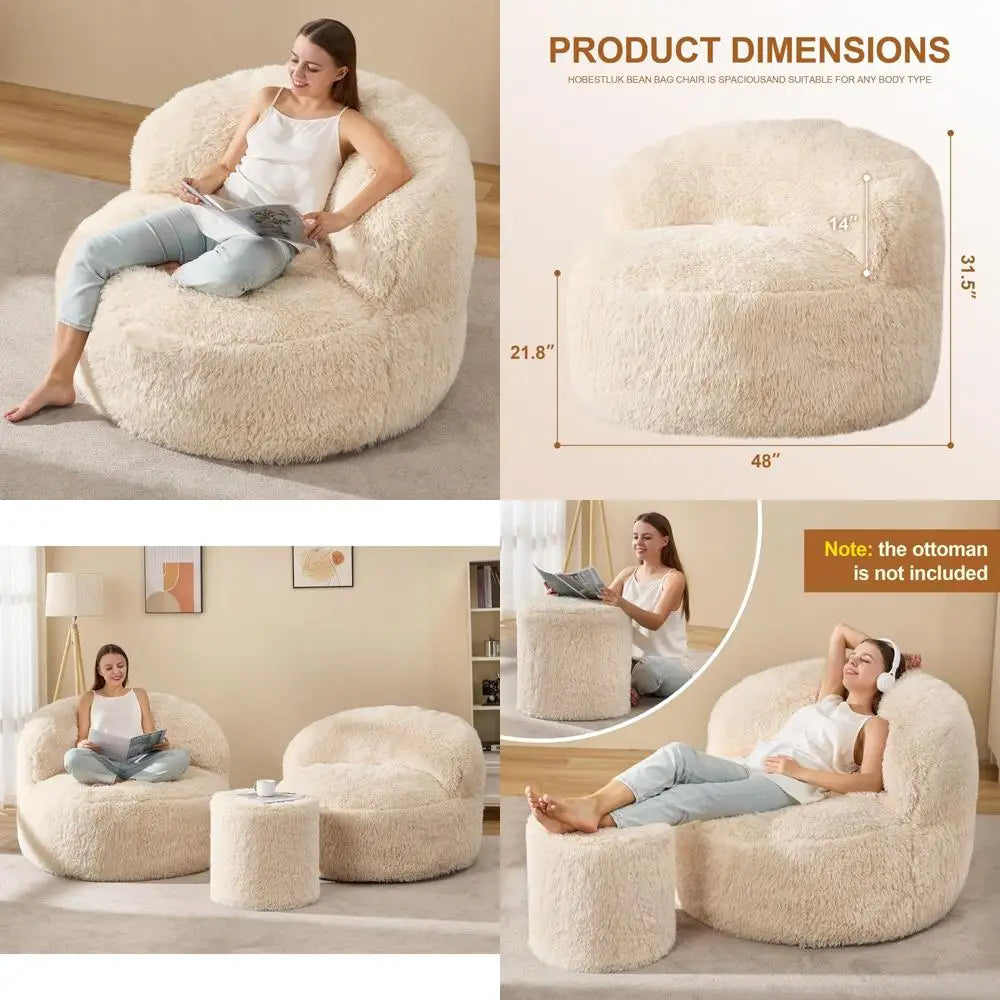 Large Adult Bean Bag Chair with Foam Filling
