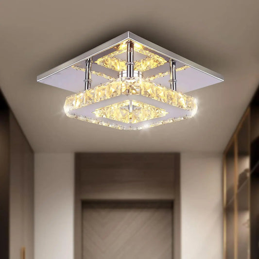 Small Crystal LED Semi-Flush Mount Ceiling Light – Warm White