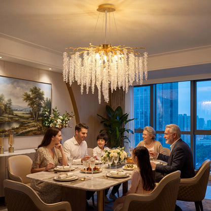 Gold Tree Branch Crystal Chandelier