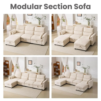 132-Inch Oversized Sectional Sofa with Storage