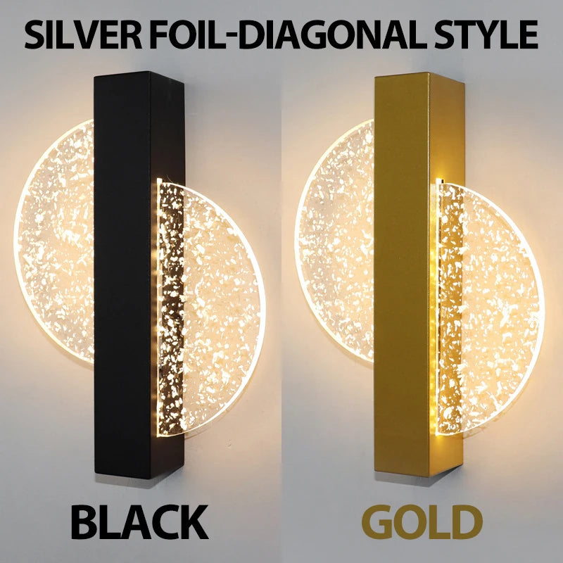 Luxury Acrylic Gold Foil LED Wall Sconce – 10W