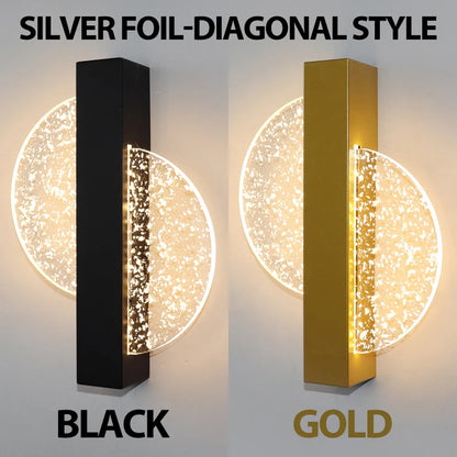 Luxury Acrylic Gold Foil LED Wall Sconce – 10W