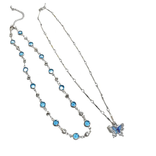 Blue Butterfly Zircon Necklace for Women