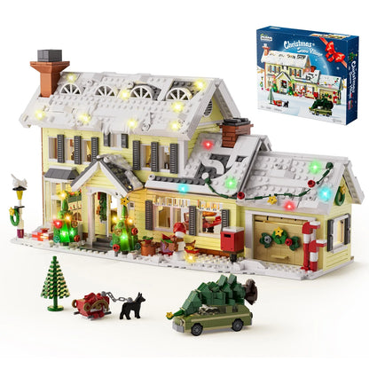 Christmas Holiday House Building Set Clark's Car,Gifts for Boys, Girls(1484pcs)